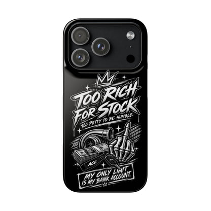 Phone Case — 'Too Rich For Stock' Graphic Snap Case