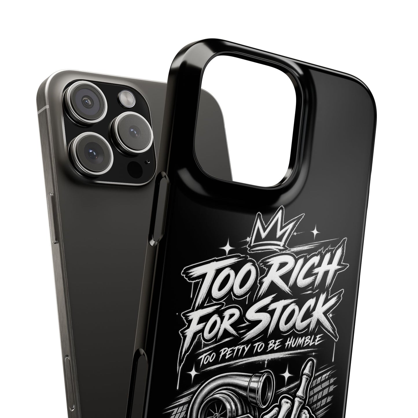 Phone Case — 'Too Rich For Stock' Graphic Snap Case