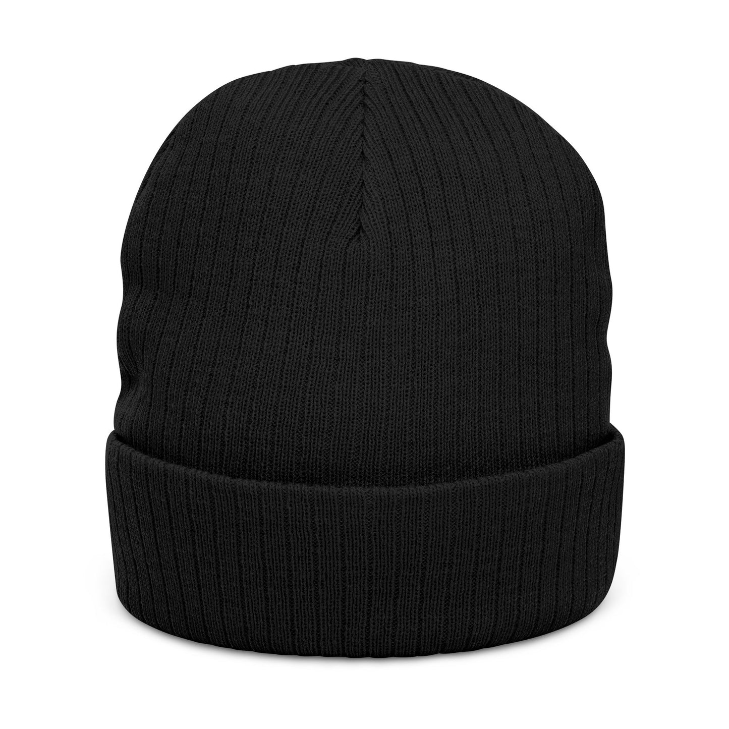 Embroidered Ribbed Beanie - Distressed 'ACE' Logo Knit Hat