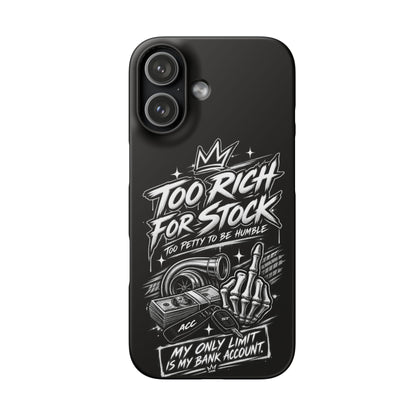 Phone Case — 'Too Rich For Stock' Graphic Snap Case