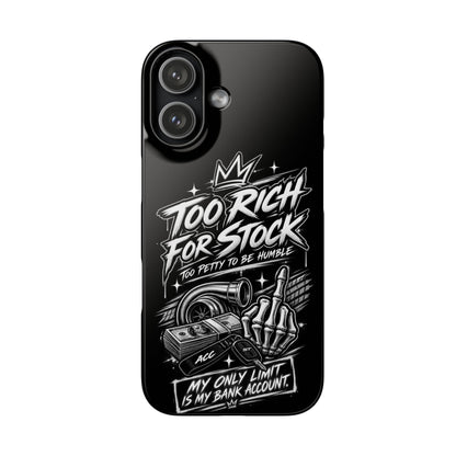 Phone Case — 'Too Rich For Stock' Graphic Snap Case