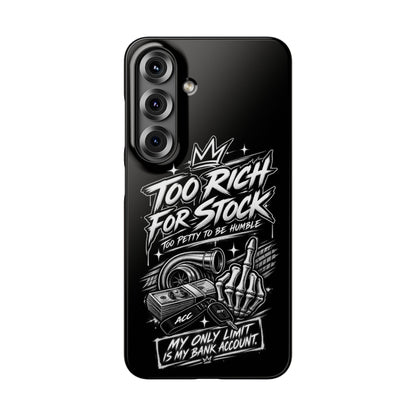 Phone Case — 'Too Rich For Stock' Graphic Snap Case