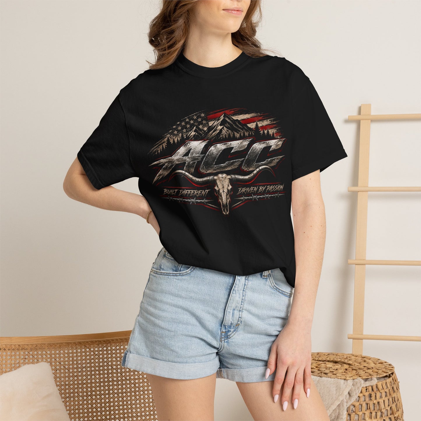 Truck & USA Graphic Tee — "ACC" Vintage American Flag Design