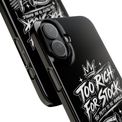 Phone Case — 'Too Rich For Stock' Graphic Snap Case