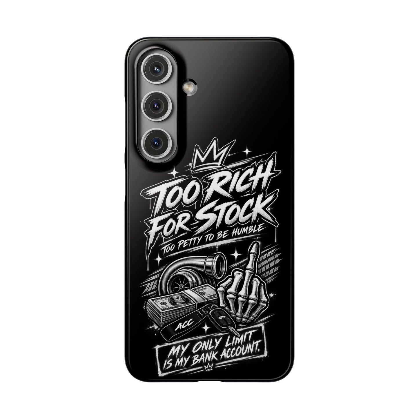 Phone Case — 'Too Rich For Stock' Graphic Snap Case